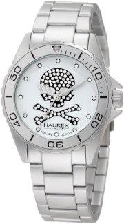 Haurex Italy Women's 7K374DWS Ink Silver Aluminum Crystal Skeleton Bracelet Watch
