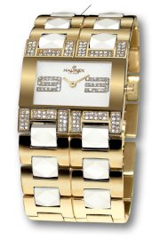 Haurex Italy Women's XY327DW1 Luna Gold PVD and White Ceramic Bracelet Watch