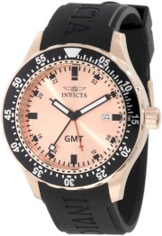 Invicta Men's 11257 Specialty GMT Rose Gold Dial Black Polyurethane Watch