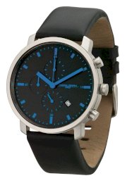 Jorg Gray 1460 Chrono Date 42mm Watch - Black/Blue Dial, Black Leather Strap JG1460-13