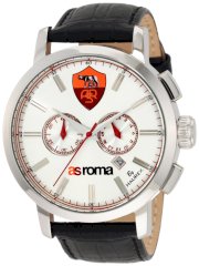 Haurex Italy Men's R9330UWW AS Roma Maestro Chronograph Silver Dial Black Leather Sport Watch