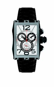 Gio Monaco Men's 626-A Mac V Rectangular PVD Black Alligator Leather Chrono Watch