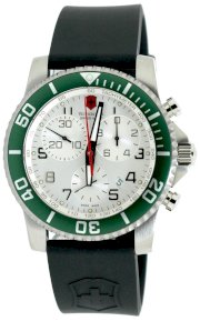  Victorinox Swiss Army Men's 241085 Maverick II Black Rubber Green Accent Chronograph Watch