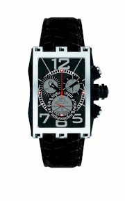 Gio Monaco Men's 620-A Mac V Rectangular PVD Coated Side Black Dial Chrono Watch