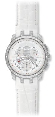 Swatch Men's Irony YRS426 White Leather Quartz Watch with White Dial