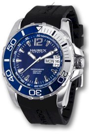 Haurex Italy Men's 1A354UBB Caimano Blue PVD Bezel Day and Date Divers Watch