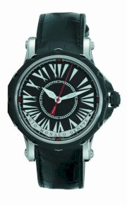 Gio Monaco Men's 671-A Hypnos Automatic Black Dial Alligator Leather Watch
