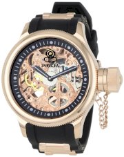 Invicta Men's 1090 Russian Diver Mechanical Skeleton Dial Black Polyurethane Watch