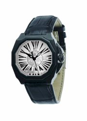Gio Monaco Men's 710-A Medusa Octagon Black PVD White Dial Alligator Leather Watch