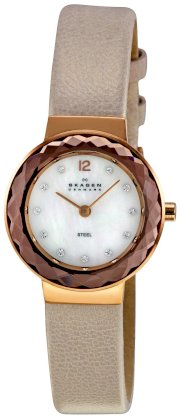 Skagen Women's 456SRLT Denmark White Mother-Of-Pearl Dial Watch