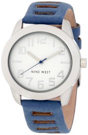  Nine West Women's NW/1279WTBL Strap Blue Strap Silver-Tone Easy to Read Watch