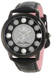  Paris Hilton Women's PH.13181JSB/02A Fame Pave Glitter Black Leather Watch
