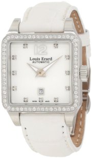 Louis Erard Women's 20700SE11.BAV10 Emotion Square Automatic White Alligater Leather Diamond Watch