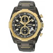 Seiko Lord SNDD52 Men's Black IP Two Tone Gold Black Dial Chronograph Sports Watch