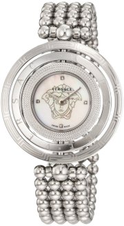 Versace Women's 80Q99SD497 S099 Eon 3 Rings Stainless Steel Bracelet with Mother-of-Pearl Dial and Diamond Accents Watch