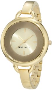 Nine West Women's NW/1242CHGB Round Gold-Tone Bangle Watch