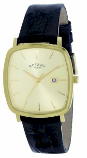 Rotary Gents Gold Plated Watch with Leather Strap and Champagne Dial.