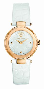 Versace Women's M5Q80D001 S001 Mystique Rose Gold IP Sunray Dial White Patent Leather Watch