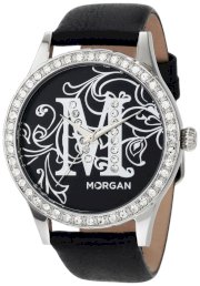 Morgan Women's M1102B Round Crystallized Black with Logo Watch