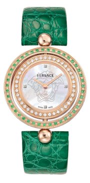 Versace Women's 79Q861D497 S220 Eon Reversible Tzavorite and Diamond Bezel Green Leather Watch