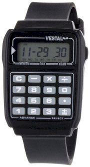  Vestal Men's DAT008 Datamat Glow-in-the-Dark Buttons Black Calculator Watch