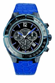 Versace Men's 28CCB8D082 S282 Dv One Black Ceramic Case with Blue IP Tachymeter Bezel Black Dial Chronograph Date Blue Leather Watch