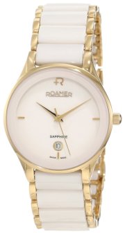 Roamer of Switzerland Women's 677981 48 25 60 Saphira 30mm Gold IP White Ceramic Date Watch