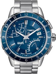 Timex Men's T2N501DH Intelligent Quartz Sport Series Fly Back Chrono Blue Dial Silver Case Bracelet Watch