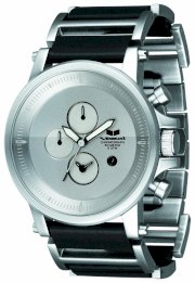 Vestal Men's PLE031 Plexi Silver Dial Black Leather Watch