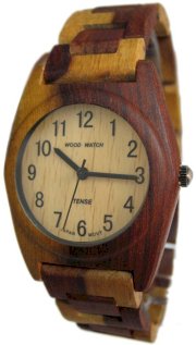Tense Inlaid Multicolor Round Hypoallergenic Mens Wood Watch G8109I