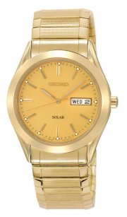 Seiko Men's SNE058 Gold Tone Solar Champagne Dial Watch