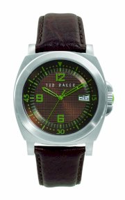 Ted Baker Men's TE1010 Motiva-Ted Round 3-Hand Analog Leather Strap Watch