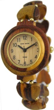 Tense Womens Solid Wood Heart Hypo-Allergenic Wrist Watch L7007I