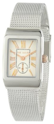 Ted Baker Women's TE4043 About Time Contemporary Rectangle Beveled Analog with Sub-Second Case Watch