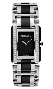 Versace Women's 70Q91D009 SC09 ERA Rectangular Stainless Steel and Black Ceramic Diamond Bracelet Watch