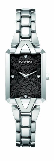 Valentino Women's V36SBQ9909SS099 Gemme Rectangular Black Dial Stainless Steel Watch