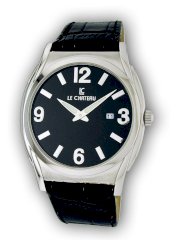 Le Chateau Men's 7014M-BLK Index and Arabic Numerals with Date and Leather Band Watch