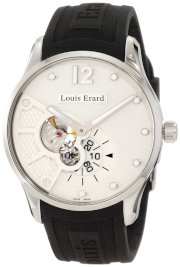 Louis Erard Men's 30208AA01.BDE10 1931 Automatic Luminous Silver Dial Black Rubber Watch