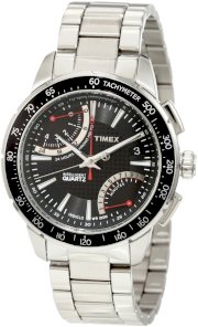 Timex Men's T2N708DH Intelligent Quartz Sport Fly Back Chrono Black Dial Silver Case Bracelet Watch