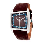  Ted Baker Men's TE1004 Twist-Ted Slant 3-Hand Analog Leather Strap Watch