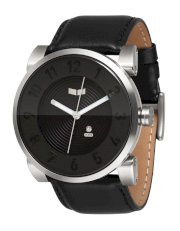  Vestal Men's DOP007 Doppler Oversized Brushed Silver Black Leather Watch