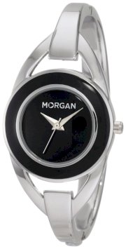 Morgan Women's M1086B Silver-Tone Black Dial Bangle Watch