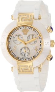 Versace Women's 92CCP11D497 S001 Reve IP Yellow-Gold Ceramic Chronograph Rubber Watch