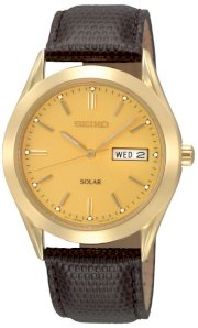 Seiko Men's SNE052 Solar Strap Champagne Dial Watch
