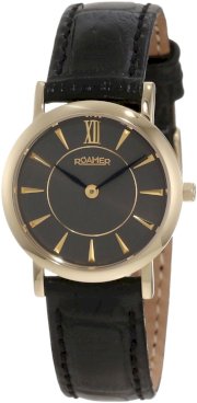 Roamer of Switzerland Women's 934857 48 55 09 Limelight Gold PVD Grey Dial Black Leather Watch