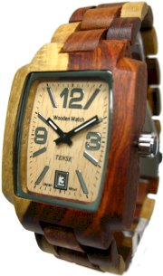 Tense Inlaid Multicolored Natural Wood Watch Hypoallergenic Mens Light Dial J8102I LF