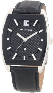 Ted Lapidus Men's 5118201 Silver Textured Dial Black Leather Watch