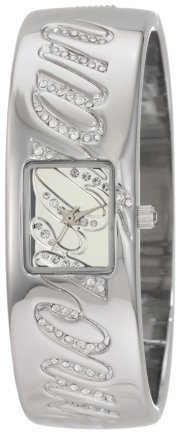 Morgan Women's M1056S Silver-Tone Bangle Crystallized Logo Watch
