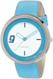  Nine West Women's NW/1301WTTQ Round Silver-Tone Turqoise Strap Watch