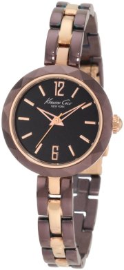 Kenneth Cole New York Women's KC4765 Classic Brown Rose Gold Diamond Bezel Round Watch